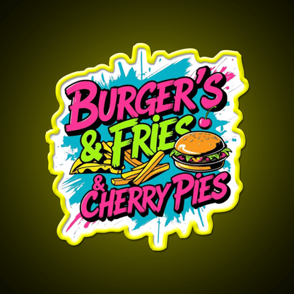 Burgers Fries Cherry Pies Fast Food Led Neon Sign For Burger Place 1 Rgb Color - Shineneon