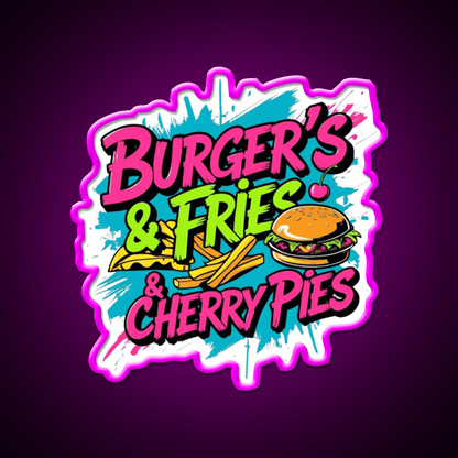 Burgers Fries Cherry Pies Fast Food Led Neon Sign For Burger Place 1 Rgb Color - Shineneon