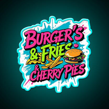 Burgers Fries Cherry Pies Fast Food Led Neon Sign For Burger Place 1 Rgb Color - Shineneon