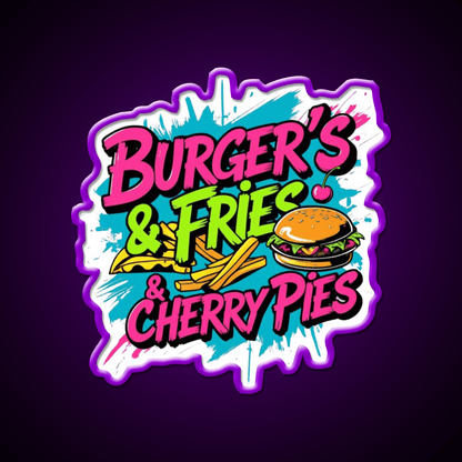 Burgers Fries Cherry Pies Fast Food Led Neon Sign For Burger Place 1 Rgb Color - Shineneon