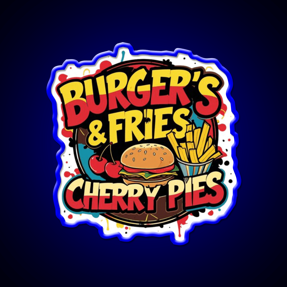 Burgers Fries Cherry Pies Fast Food Led Neon Sign For Burger Place Rgb Color - Shineneon