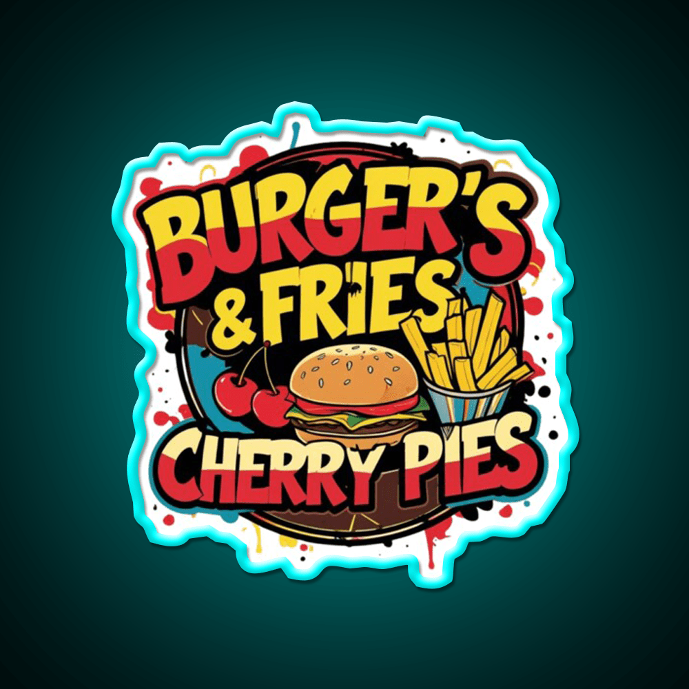 Burgers Fries Cherry Pies Fast Food Led Neon Sign For Burger Place Rgb Color - Shineneon