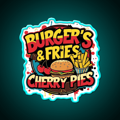 Burgers Fries Cherry Pies Fast Food Led Neon Sign For Burger Place Rgb Color - Shineneon