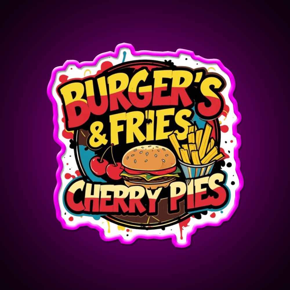 Burgers Fries Cherry Pies Fast Food Led Neon Sign For Burger Place Rgb Color - Shineneon