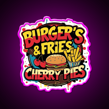 Burgers Fries Cherry Pies Fast Food Led Neon Sign For Burger Place Rgb Color - Shineneon