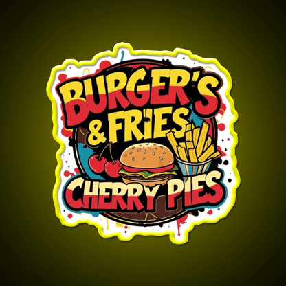 Burgers Fries Cherry Pies Fast Food Led Neon Sign For Burger Place Rgb Color - Shineneon