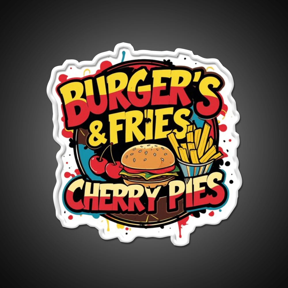 Burgers Fries Cherry Pies Fast Food Led Neon Sign For Burger Place Rgb Color - Shineneon