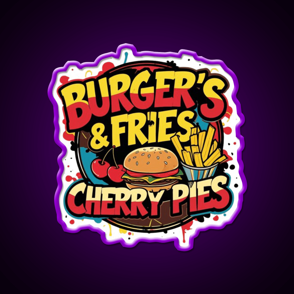 Burgers Fries Cherry Pies Fast Food Led Neon Sign For Burger Place Rgb Color - Shineneon