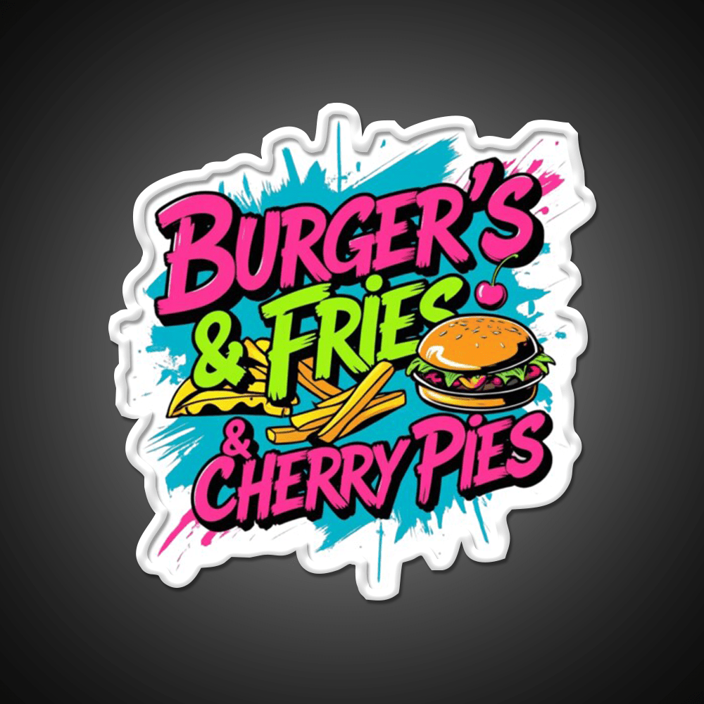 Burgers Fries Cherry Pies Led Neon Sign For Burger Place Wall Art Rgb Color - Shineneon