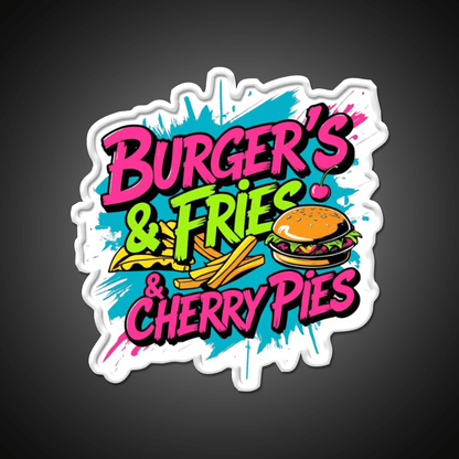 Burgers Fries Cherry Pies Led Neon Sign For Burger Place Wall Art Rgb Color - Shineneon