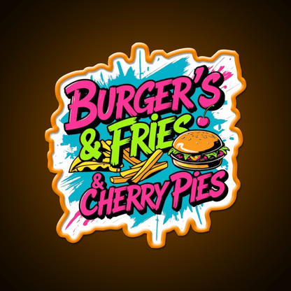 Burgers Fries Cherry Pies Led Neon Sign For Burger Place Wall Art Rgb Color - Shineneon