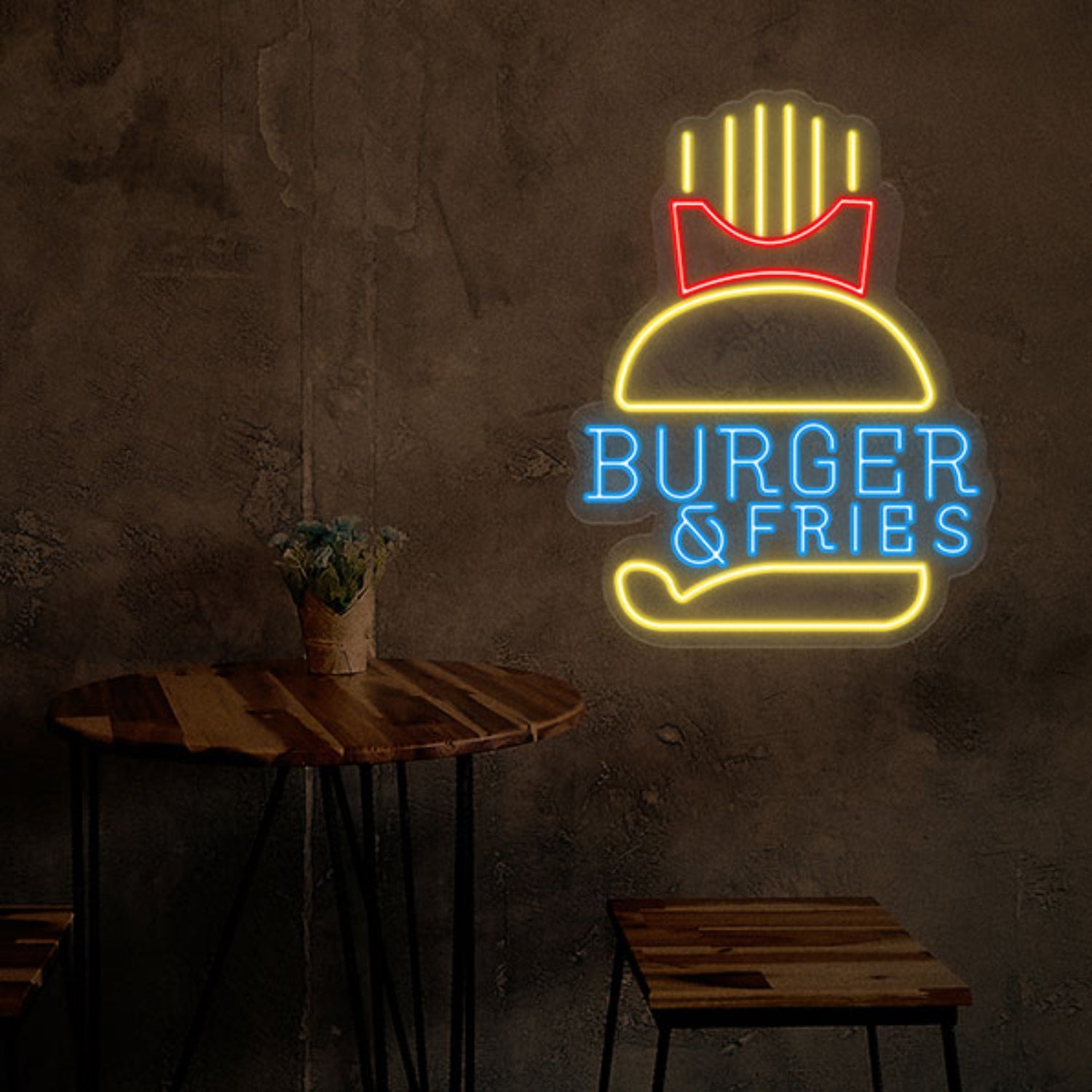 Burgers Fries Neon Sign Wall Art Decor | Shineneon