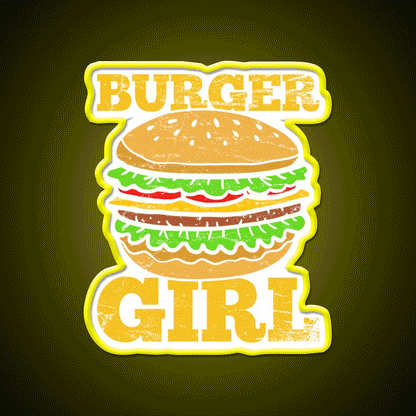 Burgers Hamburgers Girls Fast Food Led Neon Sign For Burger Place Rgb Color - Custom LED neon sign front view
