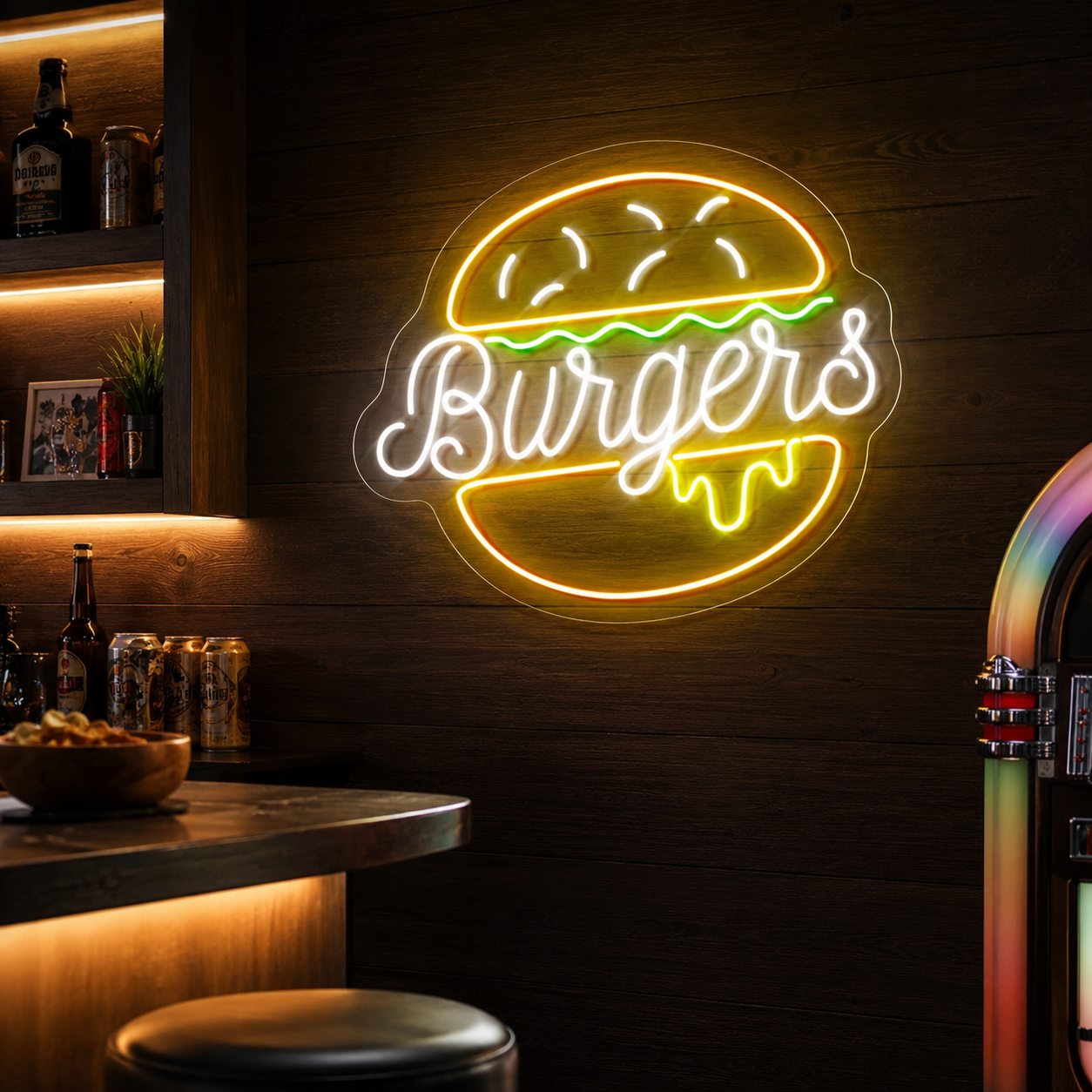 Burgers LED Neon Sign - 02 High-Converting Product Image