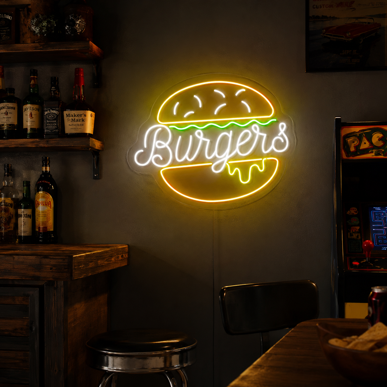 Burgers LED Neon Sign - 03 Real Lifestyle Scene