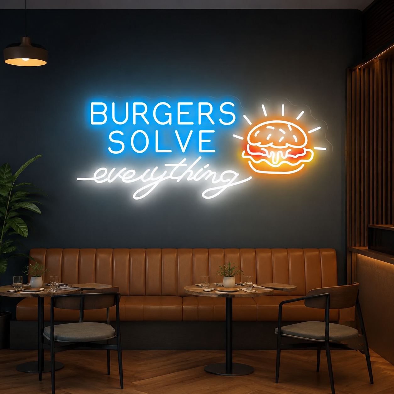 Burgers Solve Everything LED Neon Sign - 04 Size Image