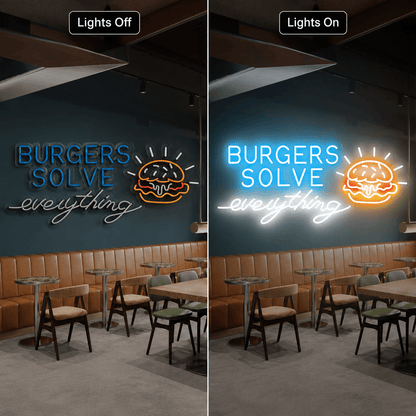 Burgers Solve Everything LED Neon Sign - Shineneon