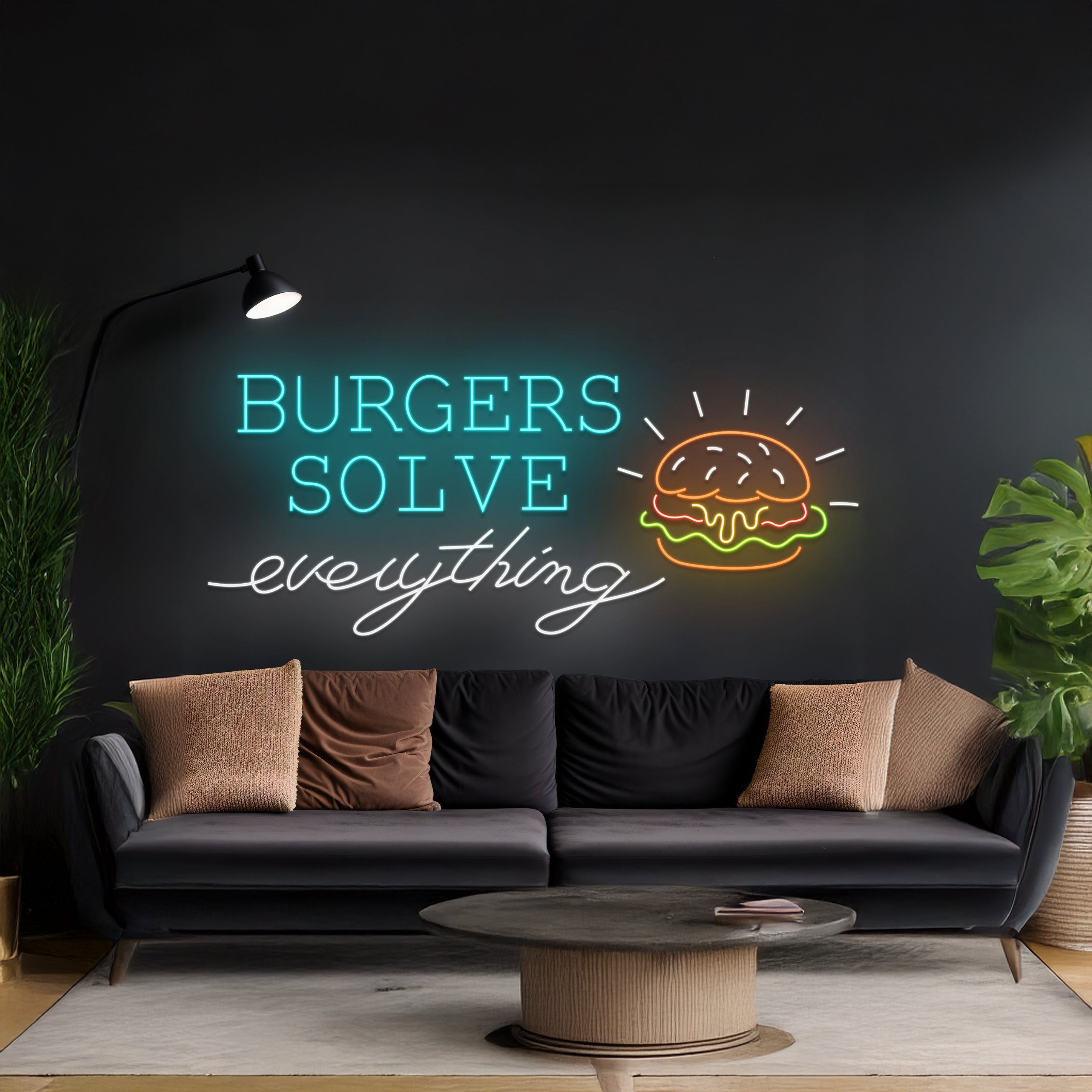 Burgers Solve Everything Neon Sign | Shineneon