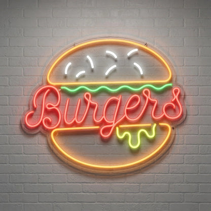 Burgers Wall Art LED Neon Sign - 01 Original Product Image