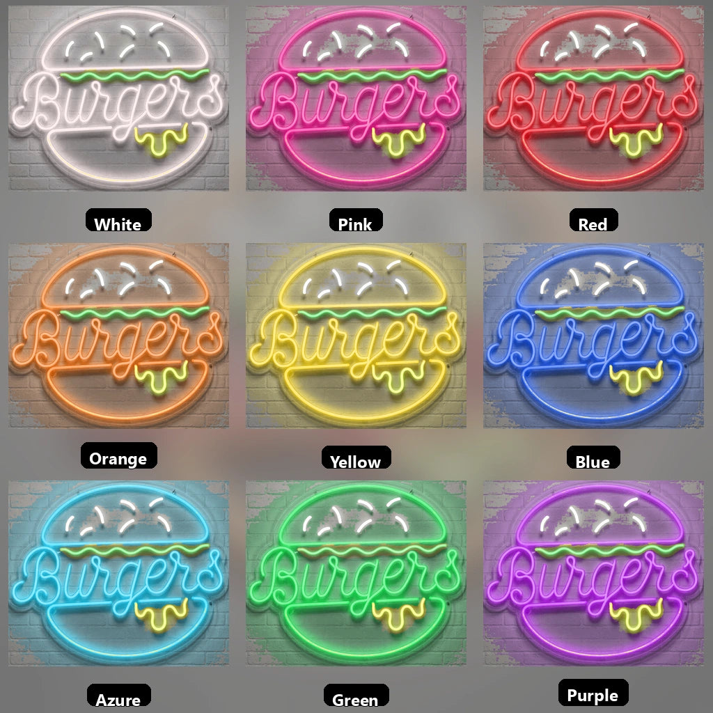 Burgers Wall Art LED Neon Sign - 05 Color Grid