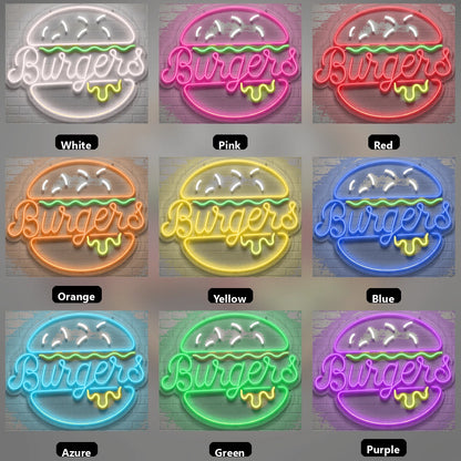 Burgers Wall Art LED Neon Sign - 05 Color Grid