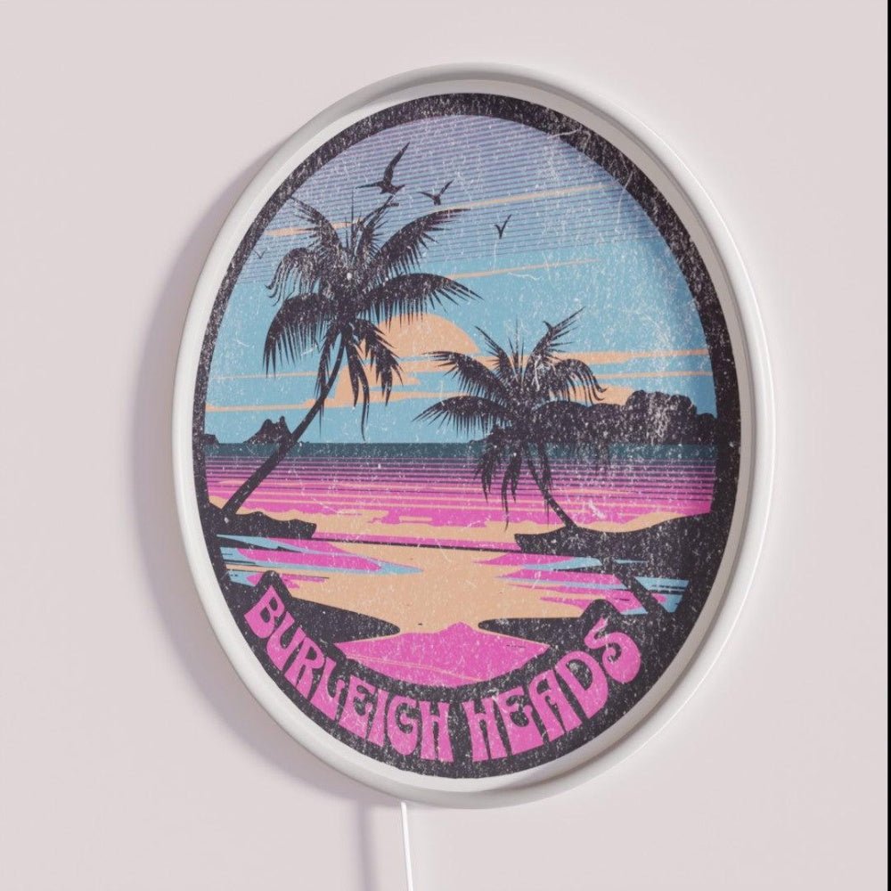 Burleigh Heads Beach Sunrise Surf Print Rgb Led Neon Sign - Shineneon