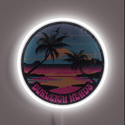 Burleigh Heads Beach Sunrise Surf Print Rgb Led Neon Sign - Shineneon