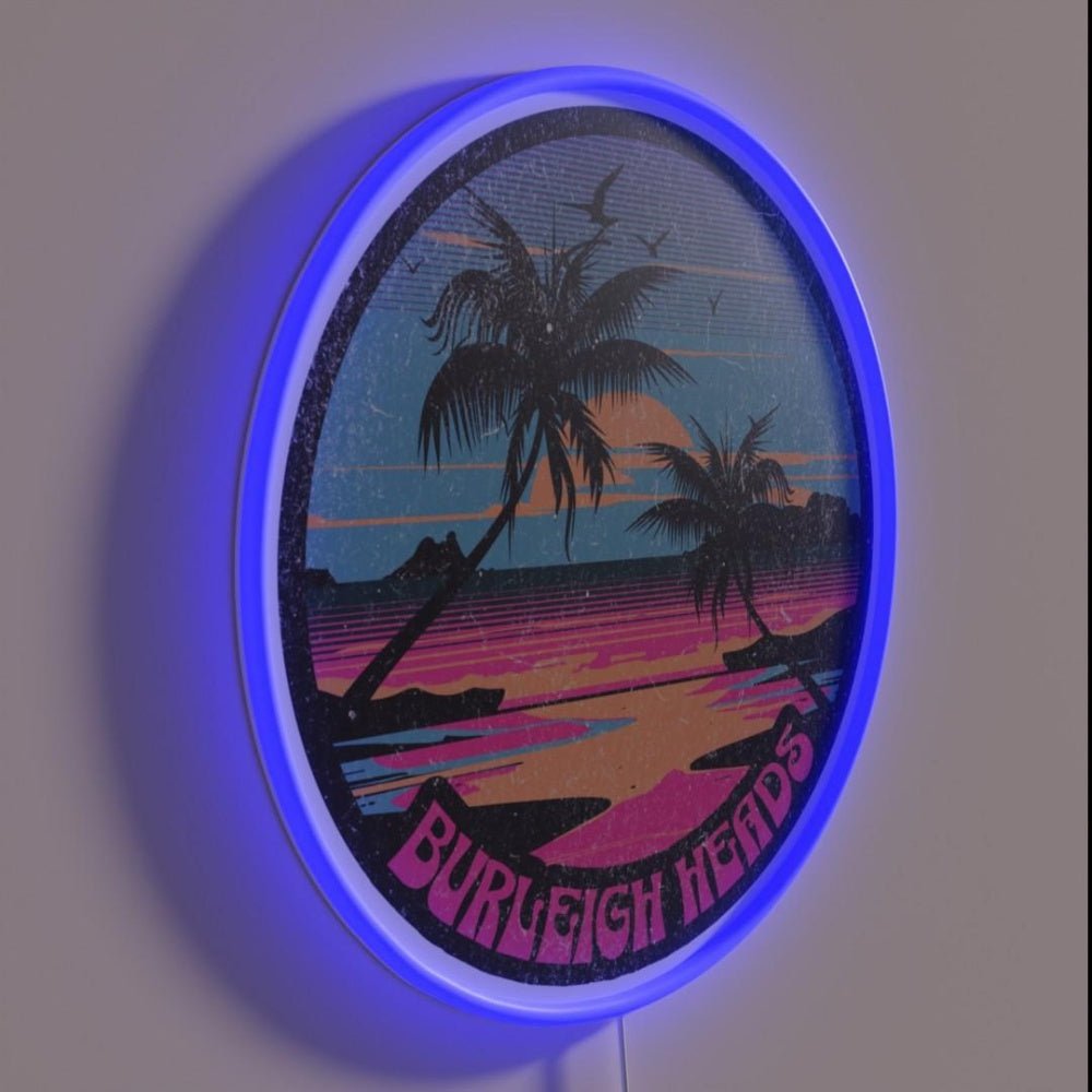Burleigh Heads Beach Sunrise Surf Print Rgb Led Neon Sign - Shineneon