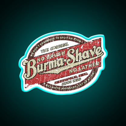Burma Shave 1925 Barber Shop Haircut Led Neon Sign - Size and dimension reference