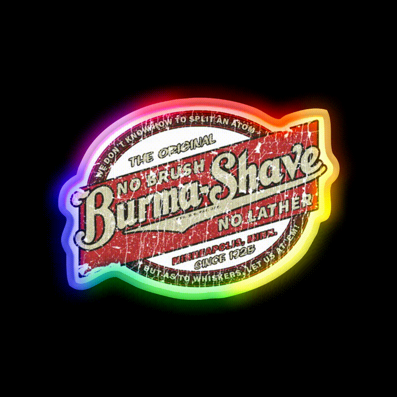 Burma Shave 1925 Barber Shop Haircut Led Neon Sign - LED neon sign close-up detail