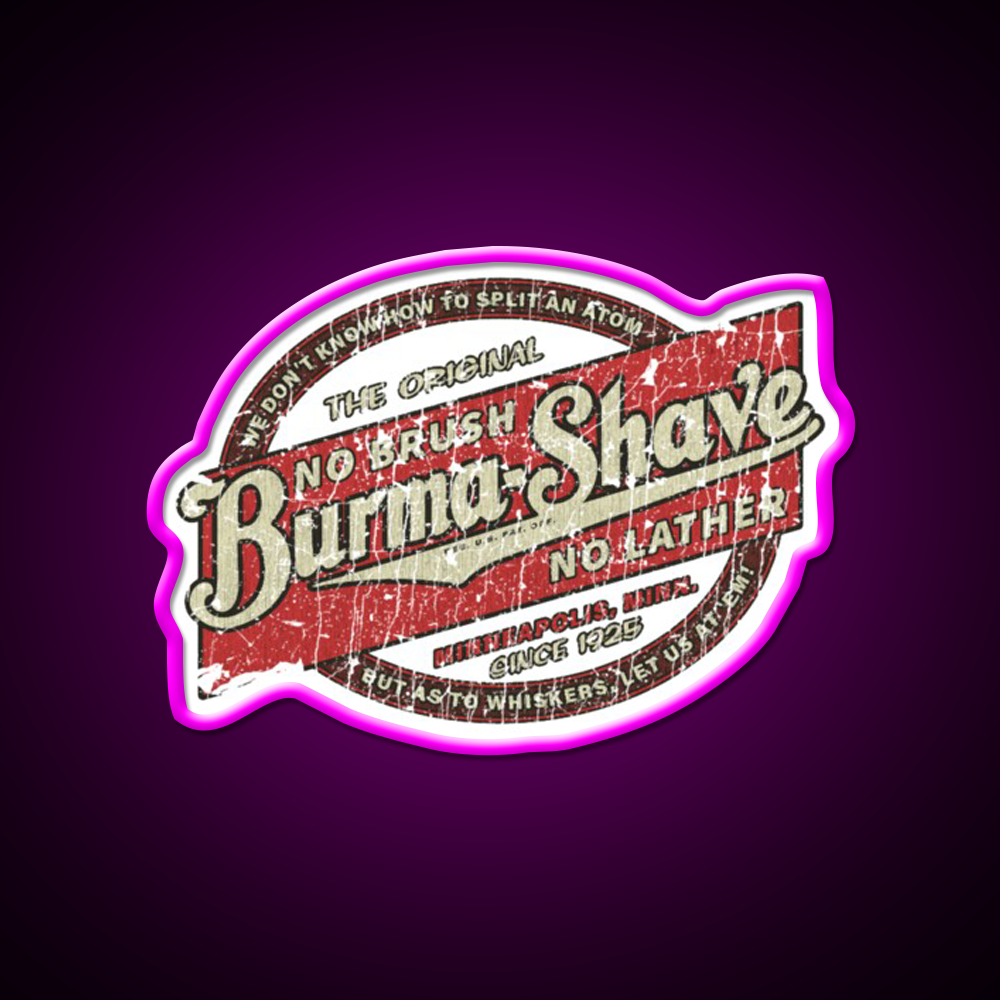 Burma Shave 1925 Barber Shop Haircut Led Neon Sign - Neon sign mounted on wall in room