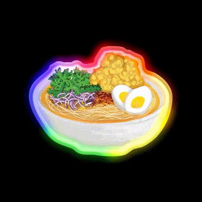 Burmese Food Mohinga Snack Food Led Neon Sign Rgb Color - LED neon sign close-up detail