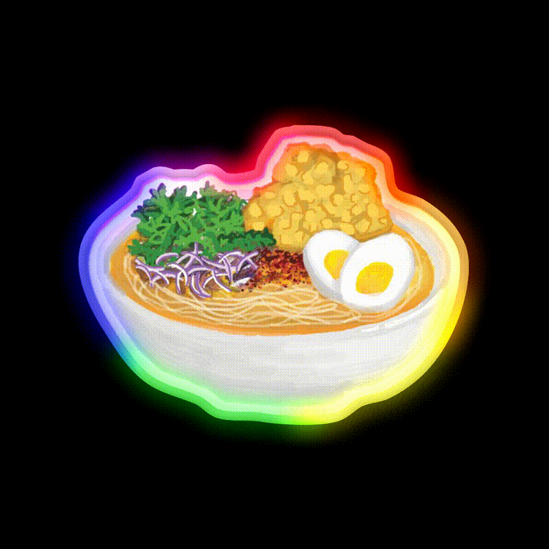 Burmese Food Mohinga Snack Food Led Neon Sign Rgb Color - LED neon sign close-up detail