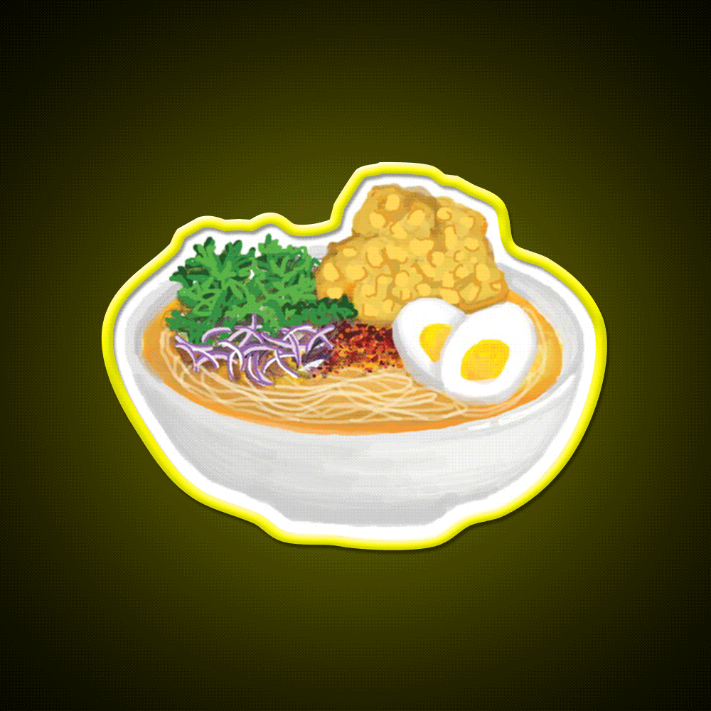 Burmese Food Mohinga Snack Food Led Neon Sign Rgb Color - Custom LED neon sign front view