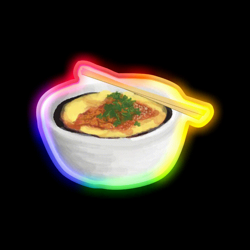 Burmese Food Tofu Nway Snack Food Led Neon Sign Rgb Color - LED neon sign close-up detail
