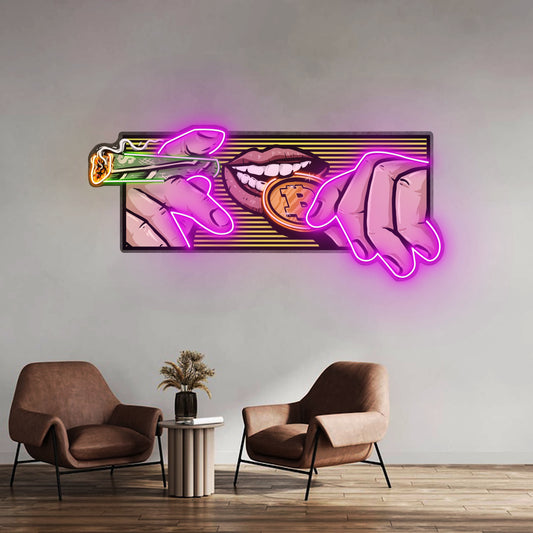 Burn Money With Bitcoin Led Neon Sign Light Custom Led Signs