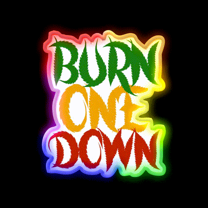 Burn One Down Hemp Inspired Green Leaf Led Neon Sign Rgb Color - LED neon sign close-up detail