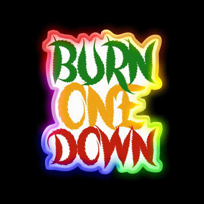 Burn One Down Hemp Inspired Green Leaf Led Neon Sign Rgb Color - LED neon sign close-up detail