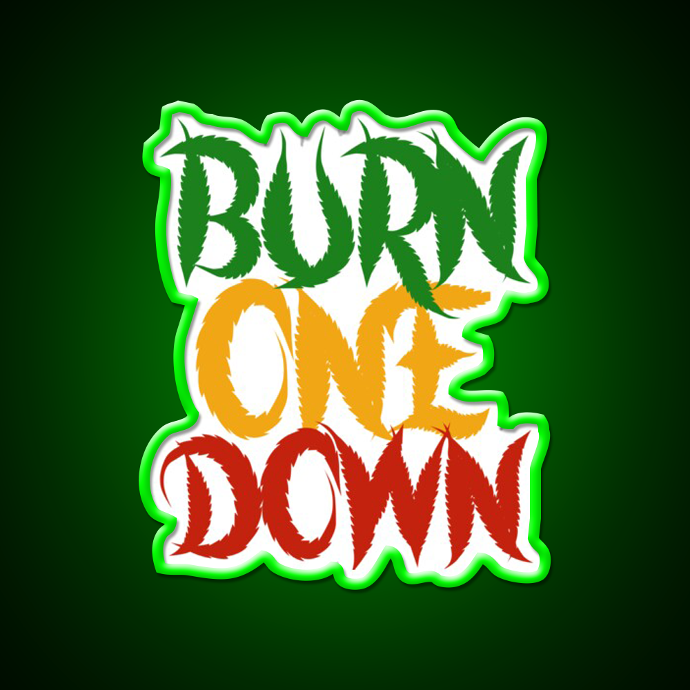Burn One Down Hemp Inspired Green Leaf Led Neon Sign Rgb Color - LED neon sign view 8