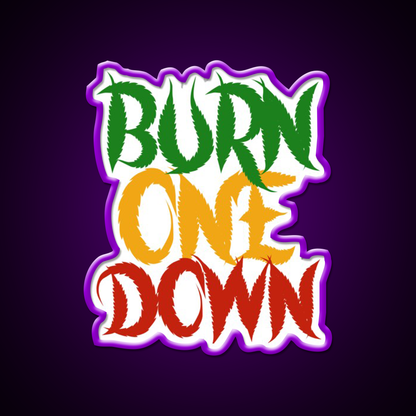 Burn One Down Hemp Inspired Green Leaf Led Neon Sign Rgb Color - LED neon sign view 9