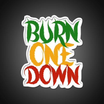 Burn One Down Hemp Inspired Green Leaf Led Neon Sign Rgb Color - Shineneon