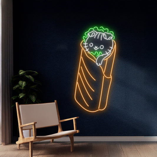 Burrito Cat Neon Sign