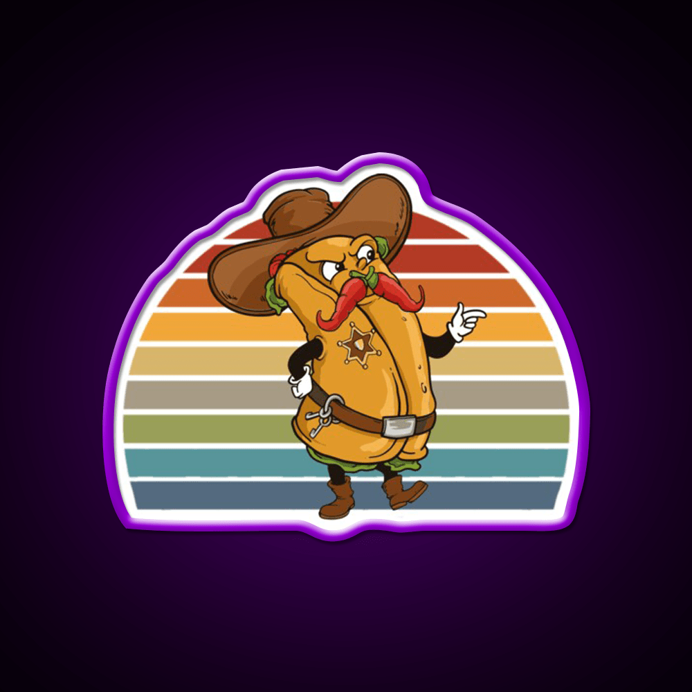 Burrito Cowboy Sheriff Taco Led Neon Sign Mexican Food Sign Rgb Color - Shineneon