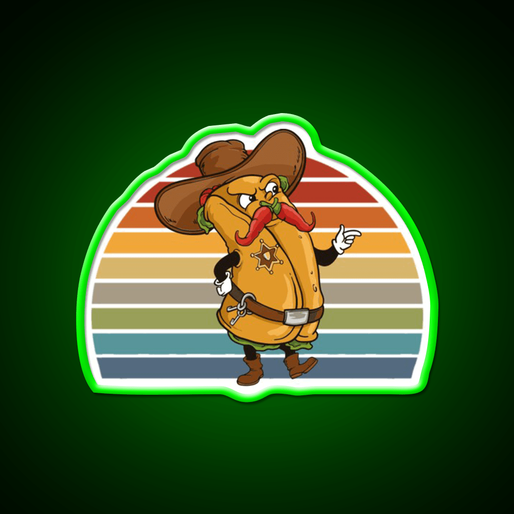 Burrito Cowboy Sheriff Taco Led Neon Sign Mexican Food Sign Rgb Color - Shineneon
