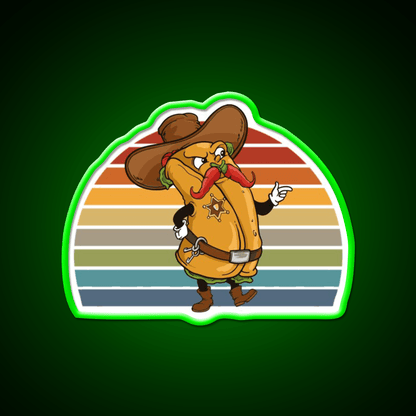 Burrito Cowboy Sheriff Taco Led Neon Sign Mexican Food Sign Rgb Color - Shineneon