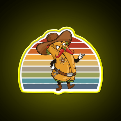 Burrito Cowboy Sheriff Taco Led Neon Sign Mexican Food Sign Rgb Color - Shineneon