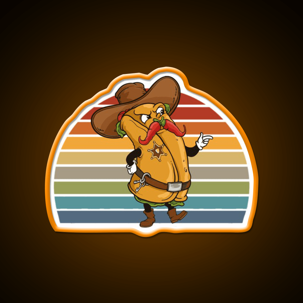 Burrito Cowboy Sheriff Taco Led Neon Sign Mexican Food Sign Rgb Color - Shineneon