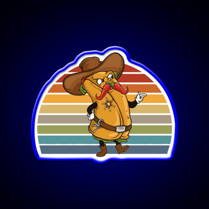 Burrito Cowboy Sheriff Taco Led Neon Sign Mexican Food Sign Rgb Color - Shineneon