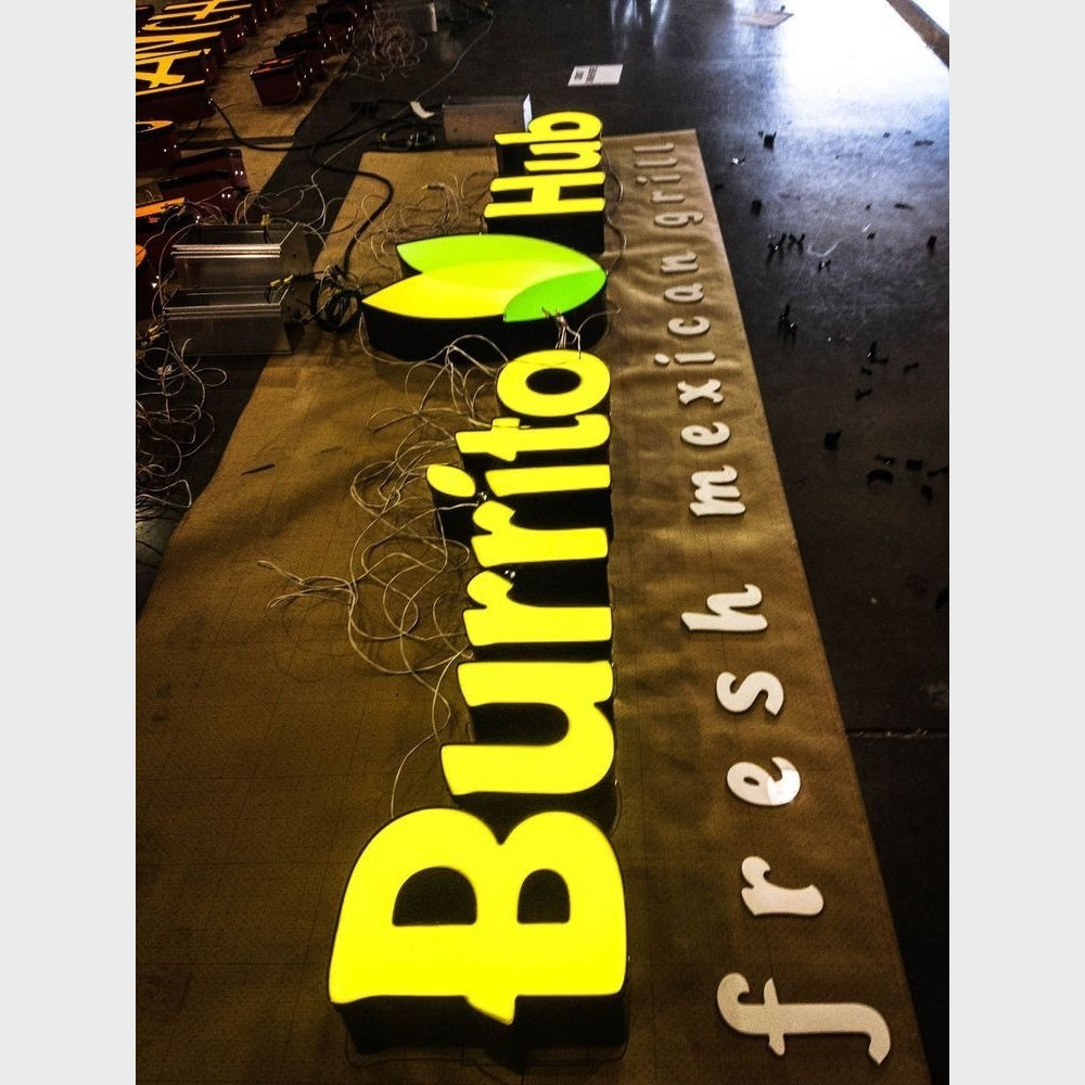 Burrito Hub Mexican Grill 3D Frontlit Channel Letters Led Light Sign