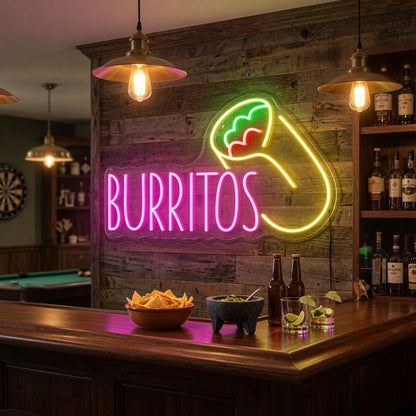 Burritos Wall Decor LED Neon Sign - 03 Real Lifestyle Scene